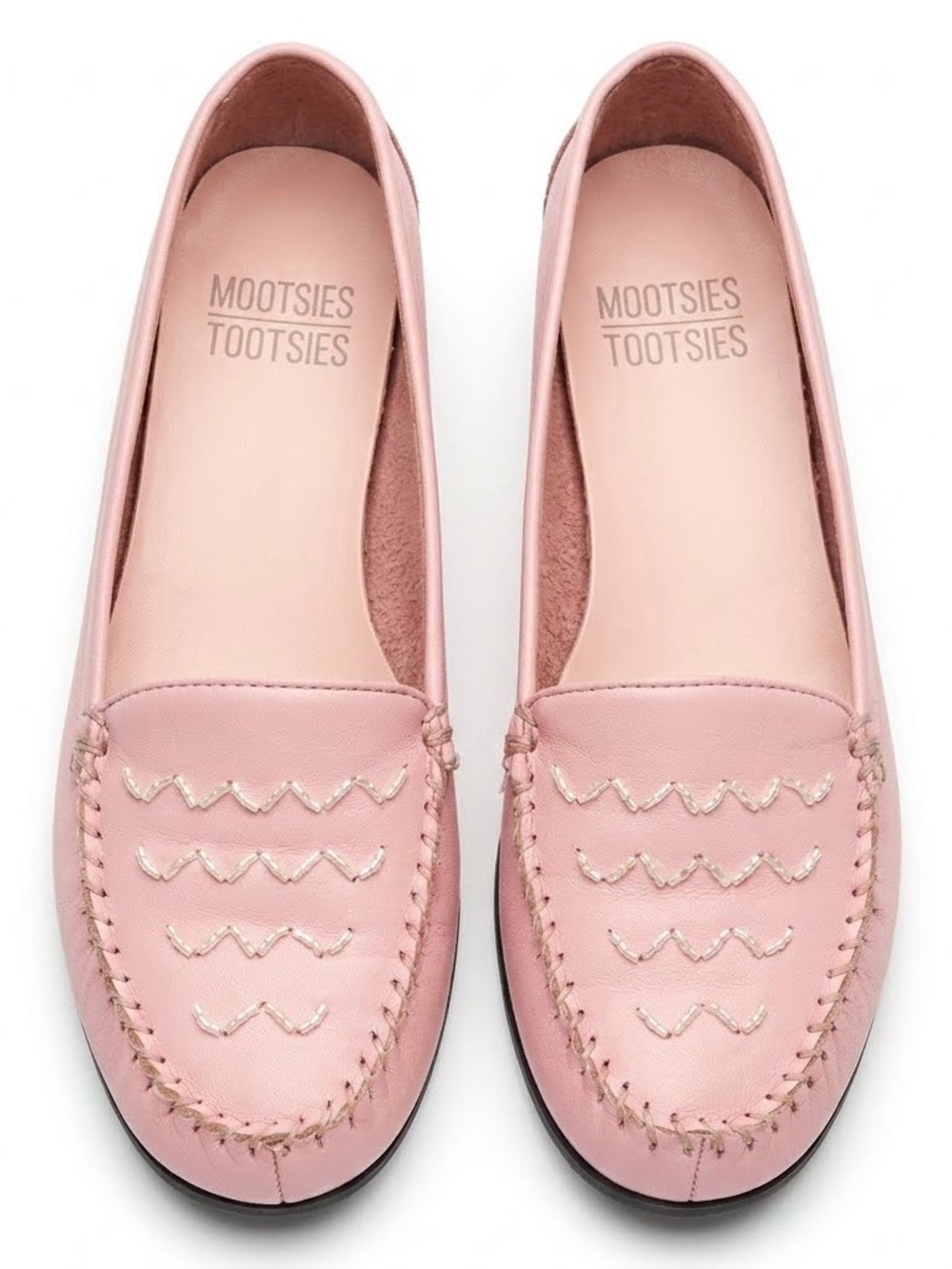 Mootsies Tootsies Light Pink Leather Loafers – Beaded Embellished – 6.5M
